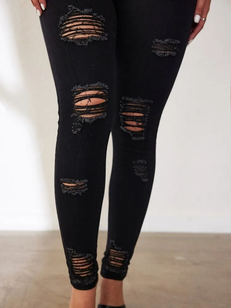 Women’s High-Waist Skinny Pencil Jeans – Bodycon Casual Long Denim Trousers