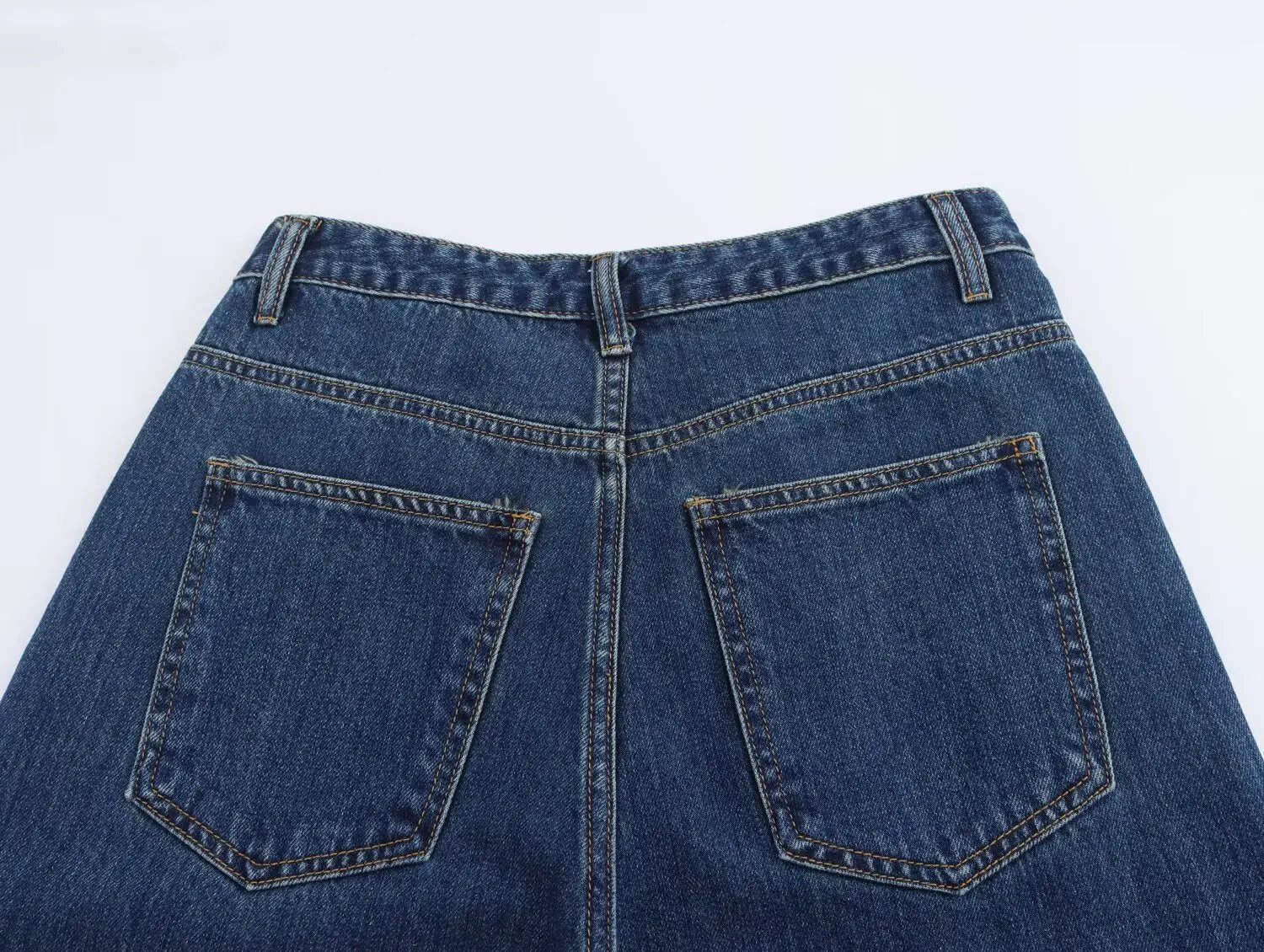 2025 Women’s High-Waist Wide-Leg Jeans – Vintage Blue Straight Fit Denim