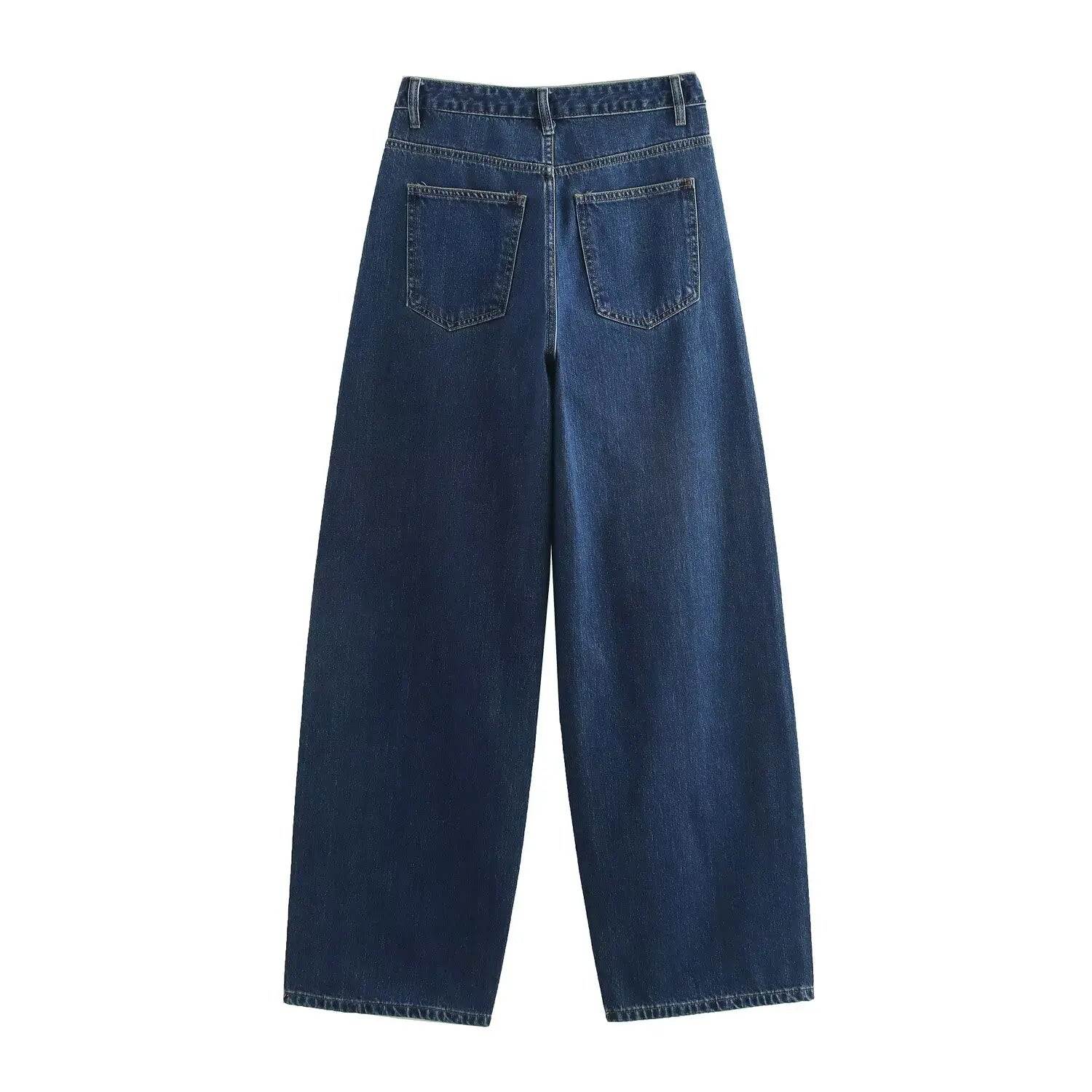 2025 Women’s High-Waist Wide-Leg Jeans – Vintage Blue Straight Fit Denim