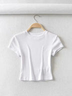 Summer Women’s Slim Fit Crop Top – Short Sleeve Stretchy O - Neck T-Shirt | NovaLume Elegant Women's Fashion