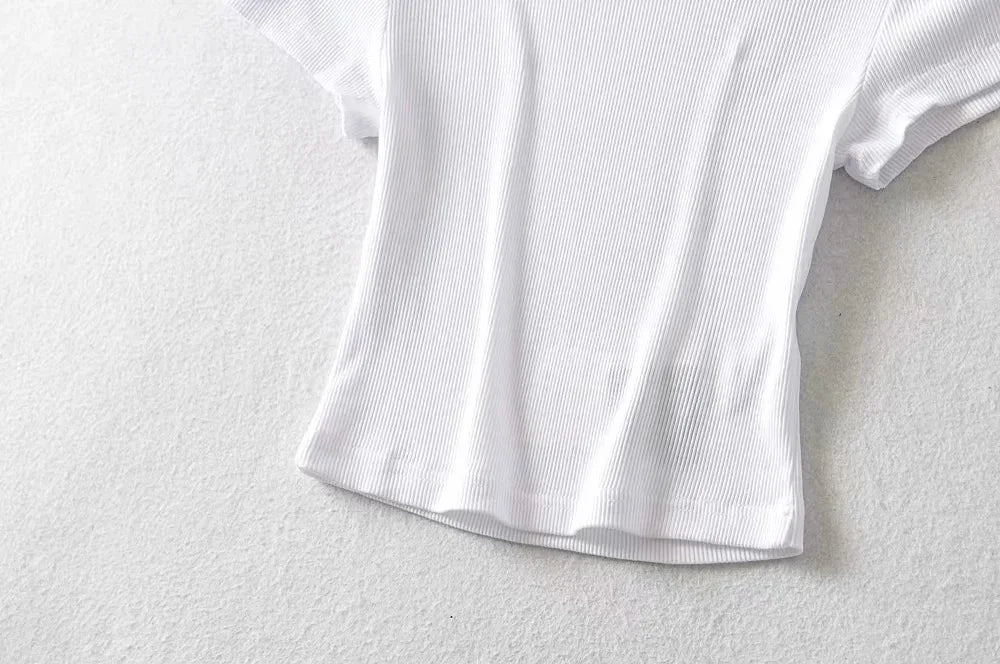 Summer Women’s Slim Fit Crop Top – Short Sleeve Stretchy O - Neck T-Shirt | NovaLume Elegant Women's Fashion