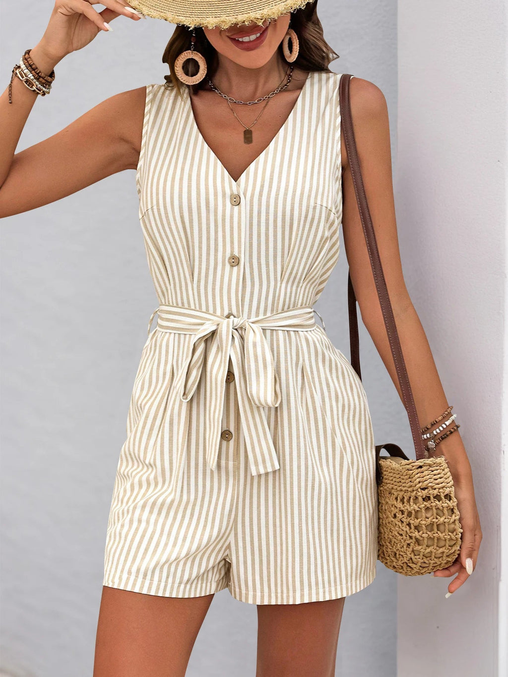 Summer Women’s Striped Casual One - Piece Romper – Comfortable Short Playsuit | NovaLume Elegant Women's Fashion
