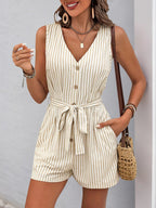Summer Women’s Striped Casual One - Piece Romper – Comfortable Short Playsuit | NovaLume Elegant Women's Fashion