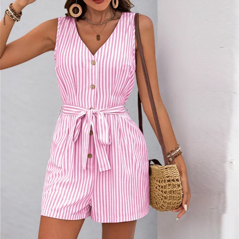 Summer Women’s Striped Casual One - Piece Romper – Comfortable Short Playsuit | NovaLume Elegant Women's Fashion