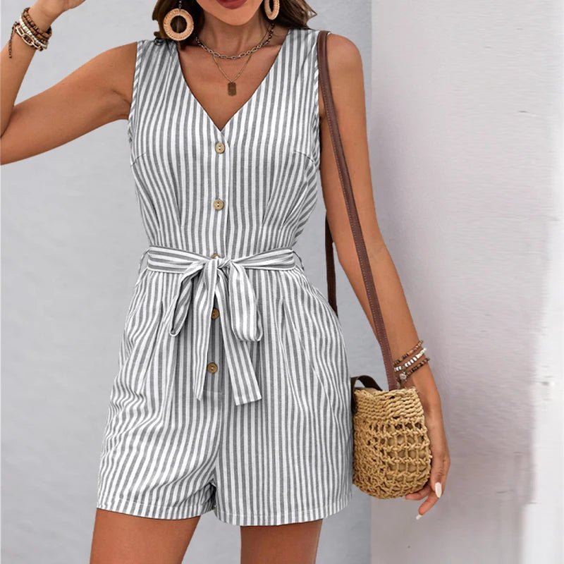 Summer Women’s Striped Casual One - Piece Romper – Comfortable Short Playsuit | NovaLume Elegant Women's Fashion