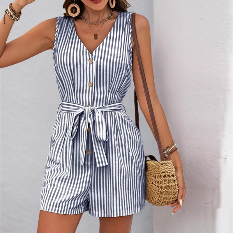 Summer Women’s Striped Casual One - Piece Romper – Comfortable Short Playsuit | NovaLume Elegant Women's Fashion
