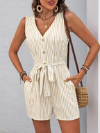 Summer Women’s Striped Casual One - Piece Romper – Comfortable Short Playsuit | NovaLume Elegant Women's Fashion