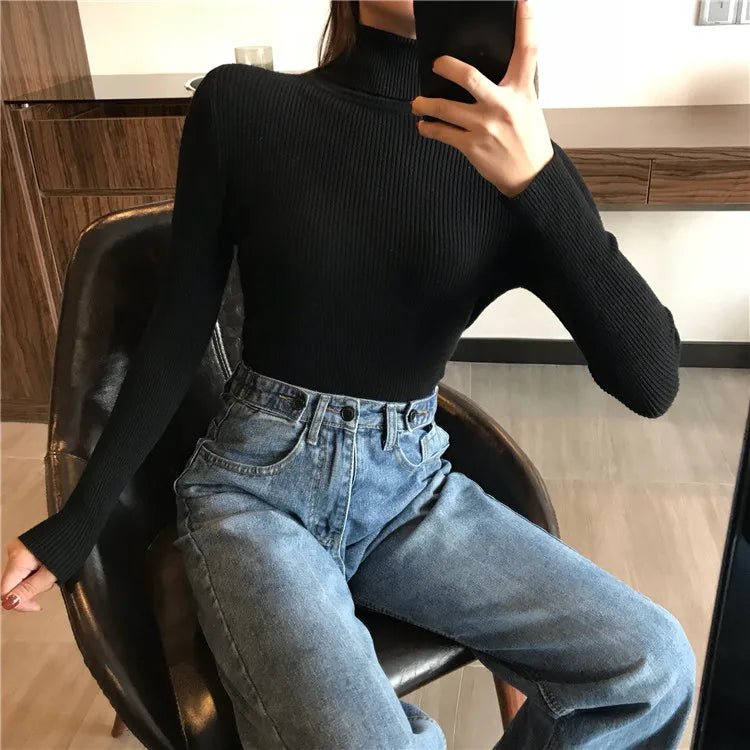 Women’s Autumn Winter Turtleneck Sweater 2025 – Thick Ribbed Knit Slim Fit Pullover Jumper | NovaLume Elegant Women's Fashion