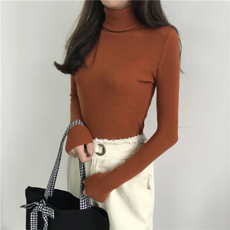 Women’s Autumn Winter Turtleneck Sweater 2025 – Thick Ribbed Knit Slim Fit Pullover Jumper | NovaLume Elegant Women's Fashion