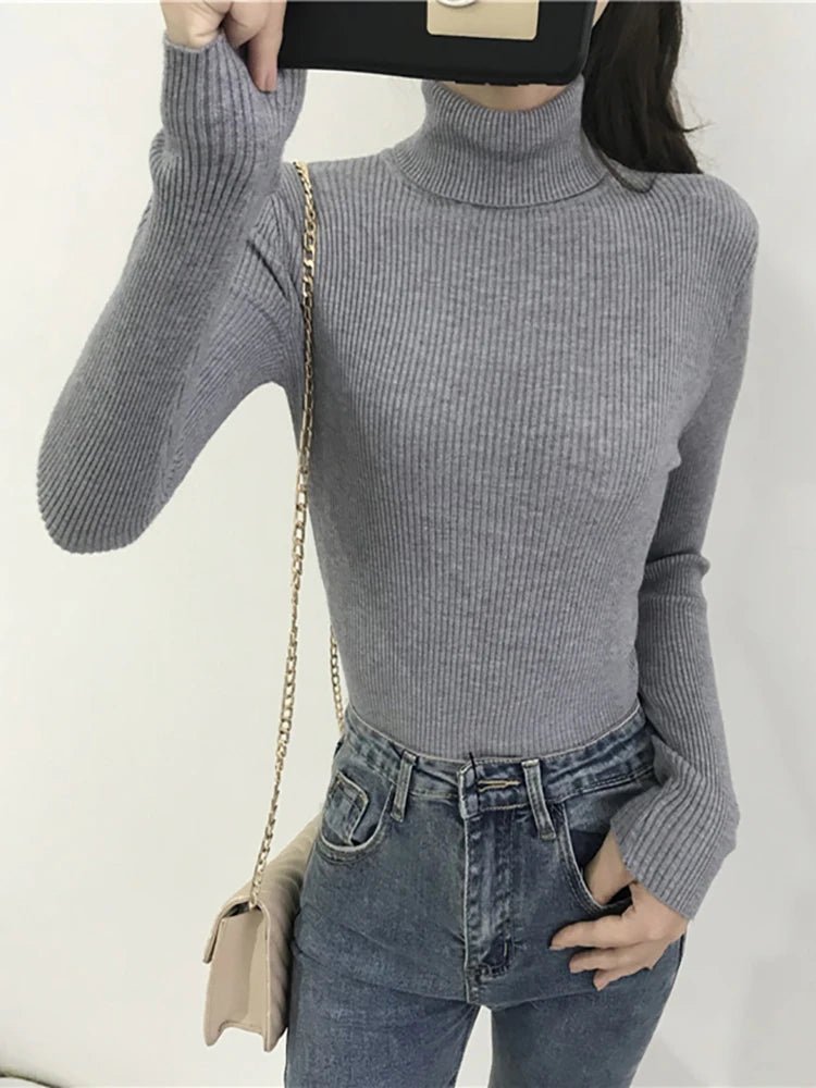 Women’s Autumn Winter Turtleneck Sweater 2025 – Thick Ribbed Knit Slim Fit Pullover Jumper | NovaLume Elegant Women's Fashion