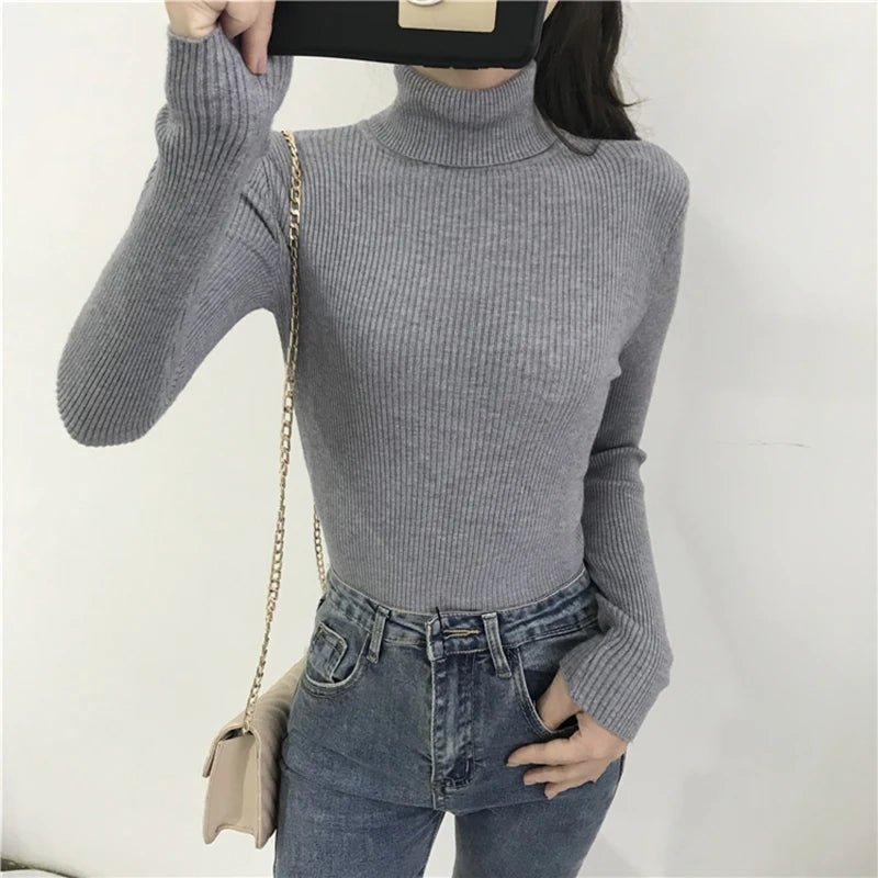Women’s Autumn Winter Turtleneck Sweater 2025 – Thick Ribbed Knit Slim Fit Pullover Jumper | NovaLume Elegant Women's Fashion