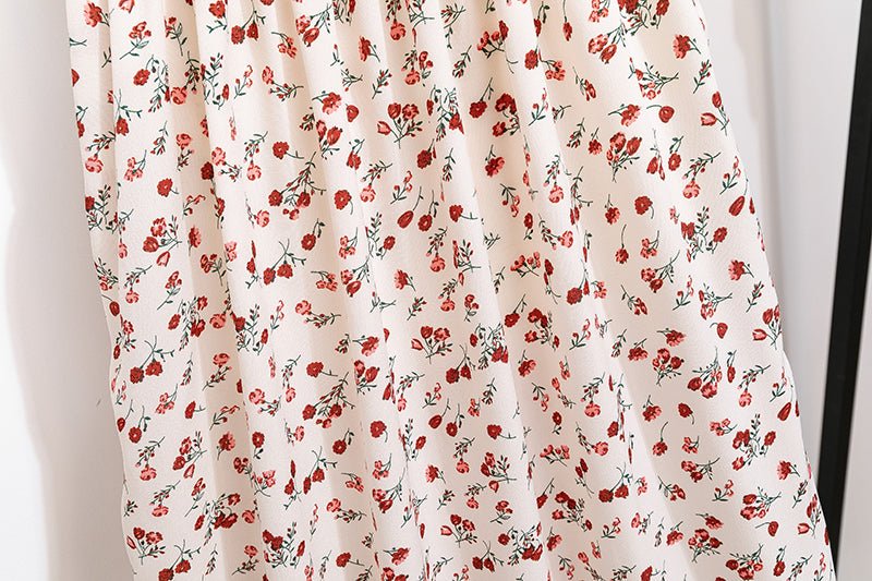 Women’s Floral Chiffon Midi Dress – Short Sleeve Pleated Casual Summer Dress | NovaLume Elegant Women's Fashion