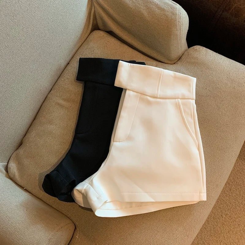 Women’s High - Waist Black Shorts – Elegant Harajuku A - Line Casual Slim Fit | NovaLume Elegant Women's Fashion