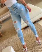 Women’s High - Waist Skinny Pencil Jeans – Bodycon Casual Long Denim Trousers | NovaLume Elegant Women's Fashion