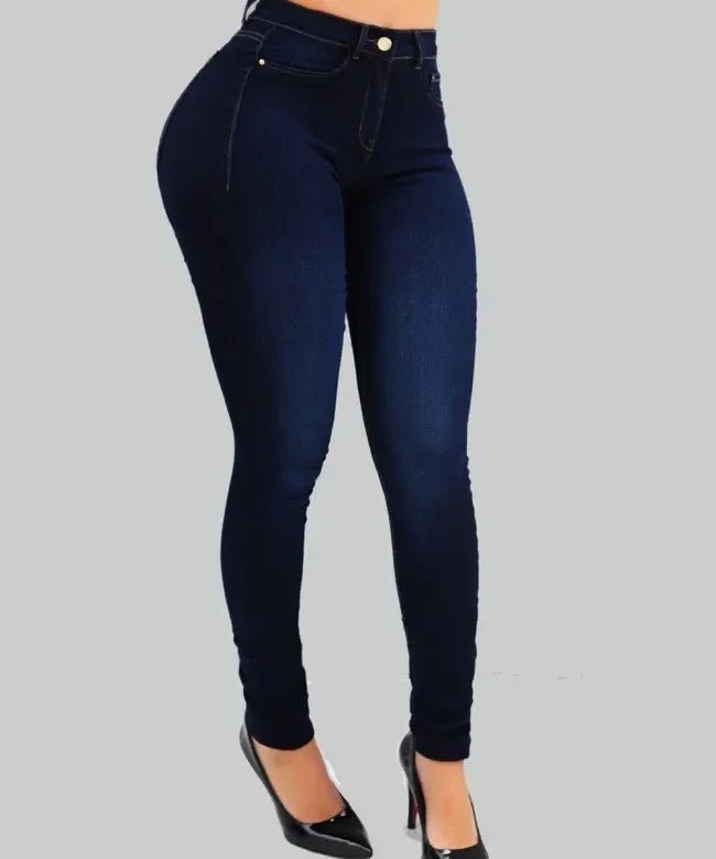 Women’s High - Waist Slim Fit Jeans – Solid Color Shaping Denim for Street Style | NovaLume Elegant Women's Fashion