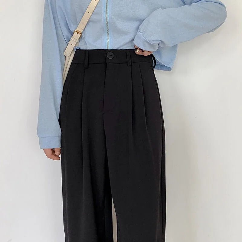 Women’s High - Waist Suit Pants – Loose Straight Office Trousers, Korean Fashion 2024 | NovaLume Elegant Women's Fashion
