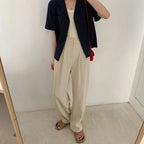 Women’s High - Waist Suit Pants – Loose Straight Office Trousers, Korean Fashion 2024 | NovaLume Elegant Women's Fashion