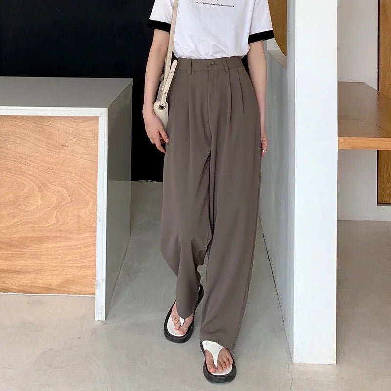 Women’s High - Waist Suit Pants – Loose Straight Office Trousers, Korean Fashion 2024 | NovaLume Elegant Women's Fashion