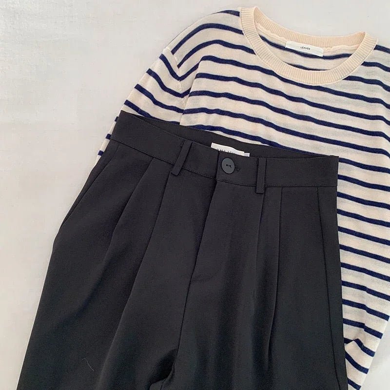 Women’s High - Waist Suit Pants – Loose Straight Office Trousers, Korean Fashion 2024 | NovaLume Elegant Women's Fashion