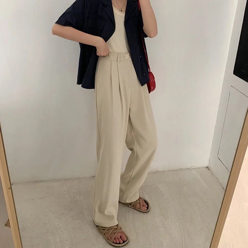 Women’s High - Waist Suit Pants – Loose Straight Office Trousers, Korean Fashion 2024 | NovaLume Elegant Women's Fashion