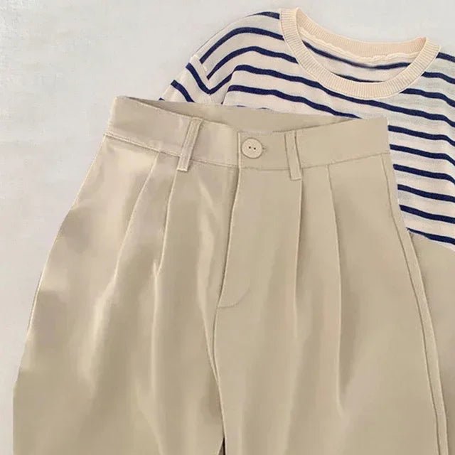 Women’s High - Waist Suit Pants – Loose Straight Office Trousers, Korean Fashion 2024 | NovaLume Elegant Women's Fashion