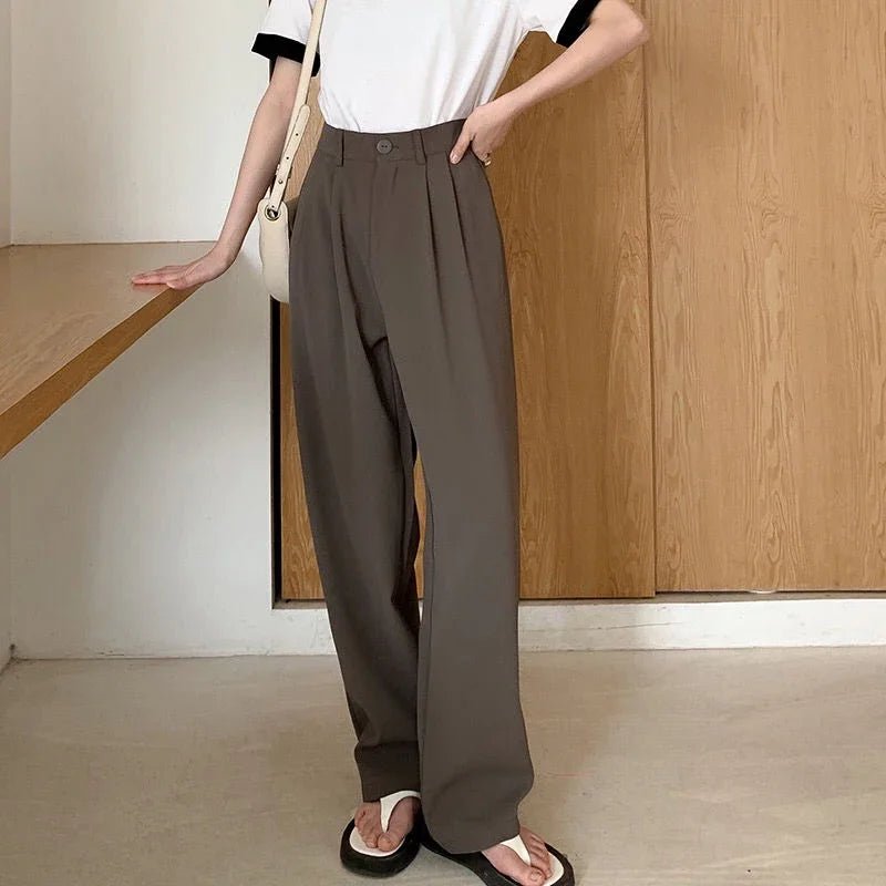 Women’s High - Waist Suit Pants – Loose Straight Office Trousers, Korean Fashion 2024 | NovaLume Elegant Women's Fashion