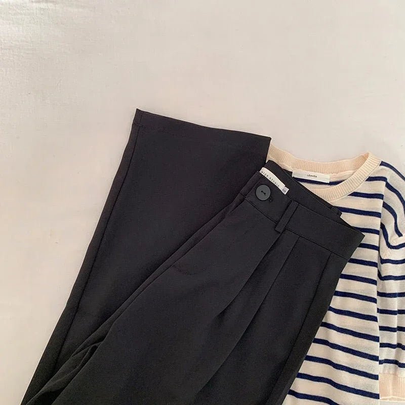 Women’s High - Waist Suit Pants – Loose Straight Office Trousers, Korean Fashion 2024 | NovaLume Elegant Women's Fashion