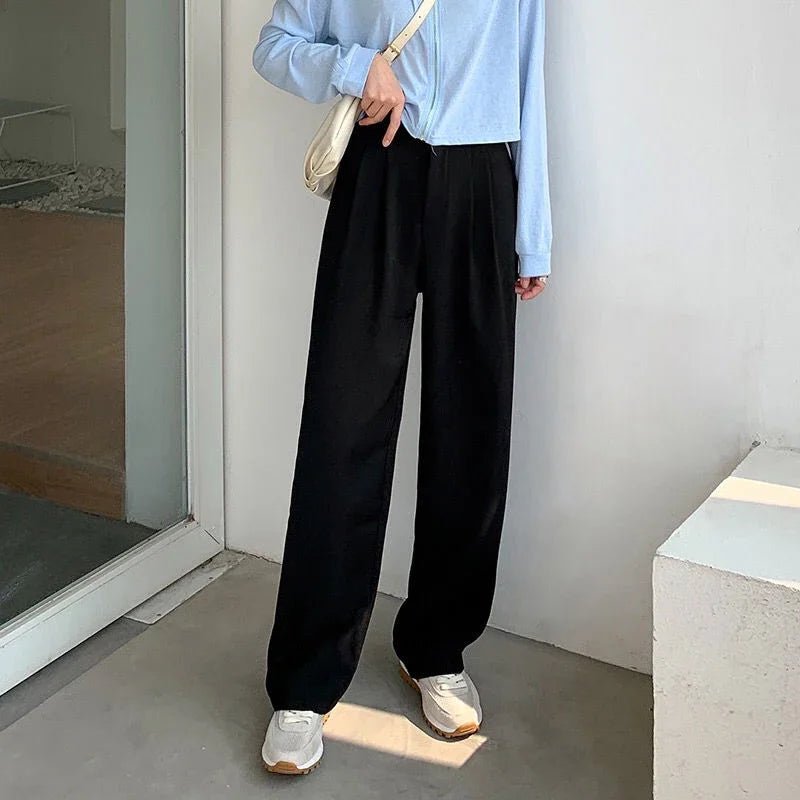 Women’s High - Waist Suit Pants – Loose Straight Office Trousers, Korean Fashion 2024 | NovaLume Elegant Women's Fashion