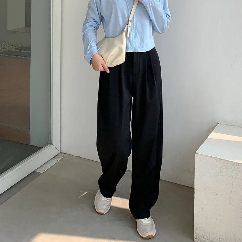 Women’s High - Waist Suit Pants – Loose Straight Office Trousers, Korean Fashion 2024 | NovaLume Elegant Women's Fashion