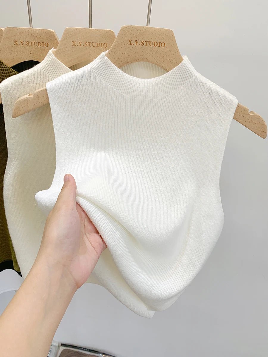 Women's Knitted Tank Top – Slim Fit Sleeveless Pullover Sweater, Solid Casual Summer & Fall Tops 2025 | NovaLume Elegant Women's Fashion