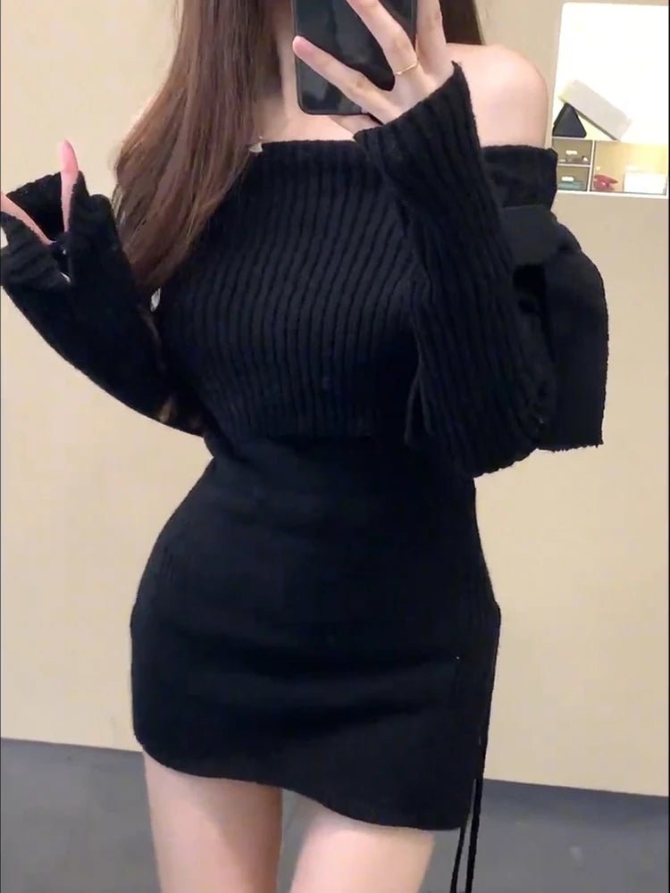 Women's Off - Shoulder Knitted Sweater – Slim Fit Long Sleeve Autumn Winter Pullover Top | NovaLume Elegant Women's Fashion