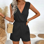 Women’s Summer V - Neck Sleeveless Romper – Casual Solid Color Jumpsuit Playsuit | NovaLume Elegant Women's Fashion