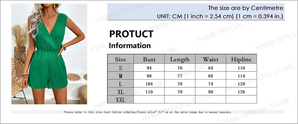 Women’s Summer V - Neck Sleeveless Romper – Casual Solid Color Jumpsuit Playsuit | NovaLume Elegant Women's Fashion