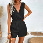 Women’s Summer V - Neck Sleeveless Romper – Casual Solid Color Jumpsuit Playsuit | NovaLume Elegant Women's Fashion