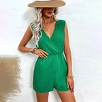 Women’s Summer V - Neck Sleeveless Romper – Casual Solid Color Jumpsuit Playsuit | NovaLume Elegant Women's Fashion