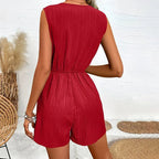 Women’s Summer V - Neck Sleeveless Romper – Casual Solid Color Jumpsuit Playsuit | NovaLume Elegant Women's Fashion